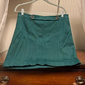 Loft Women's Size 8 Green Mini Skirt With Decorative Button Detail